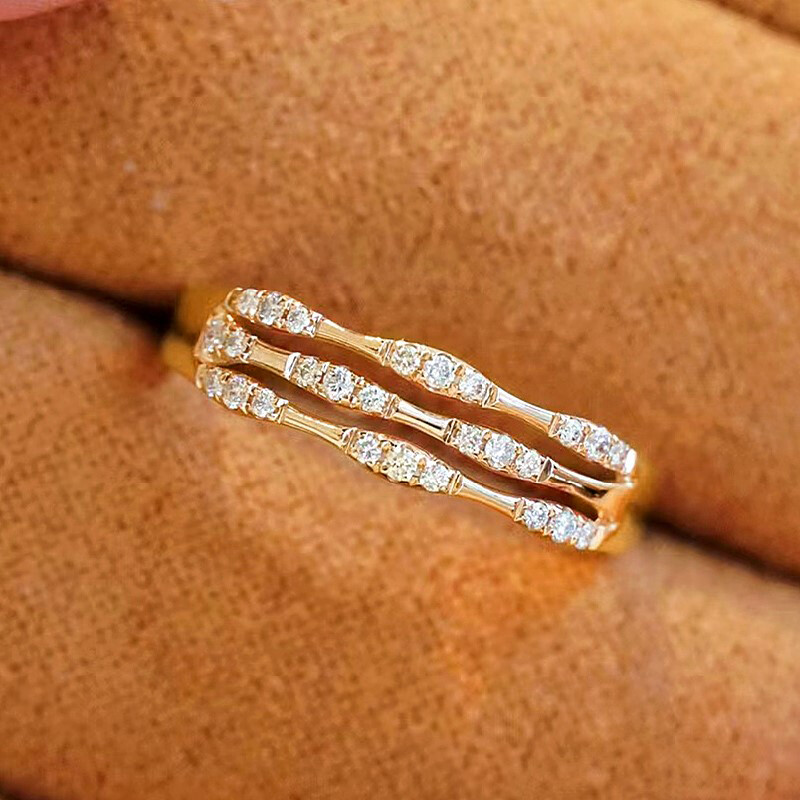 Elegant 18k Yellow Gold Plated Ring Cubic Zircon Wedding Band Jewelry Size 6-10
