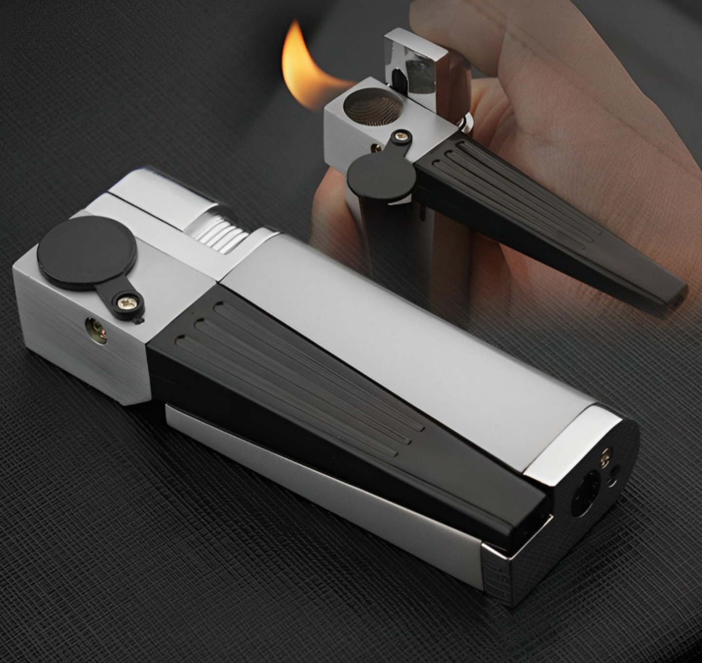 silver Multifunction 2-in-1 Metal Lighter Pipe Combo Cool Lighter, Waterproof