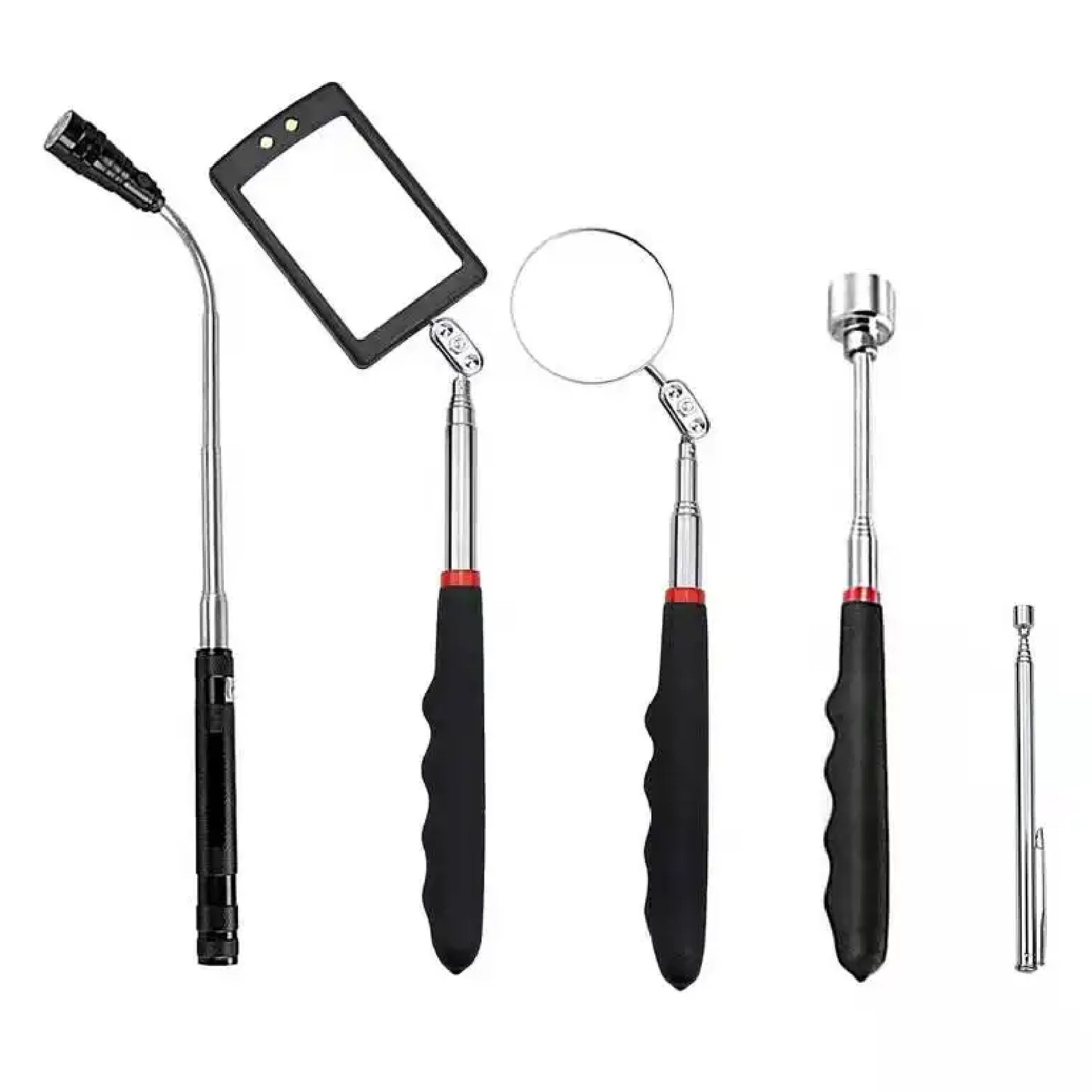 Telescoping Magnetic Pickup Tool Set 5-Piece Inspection Mirror Grabber Kit