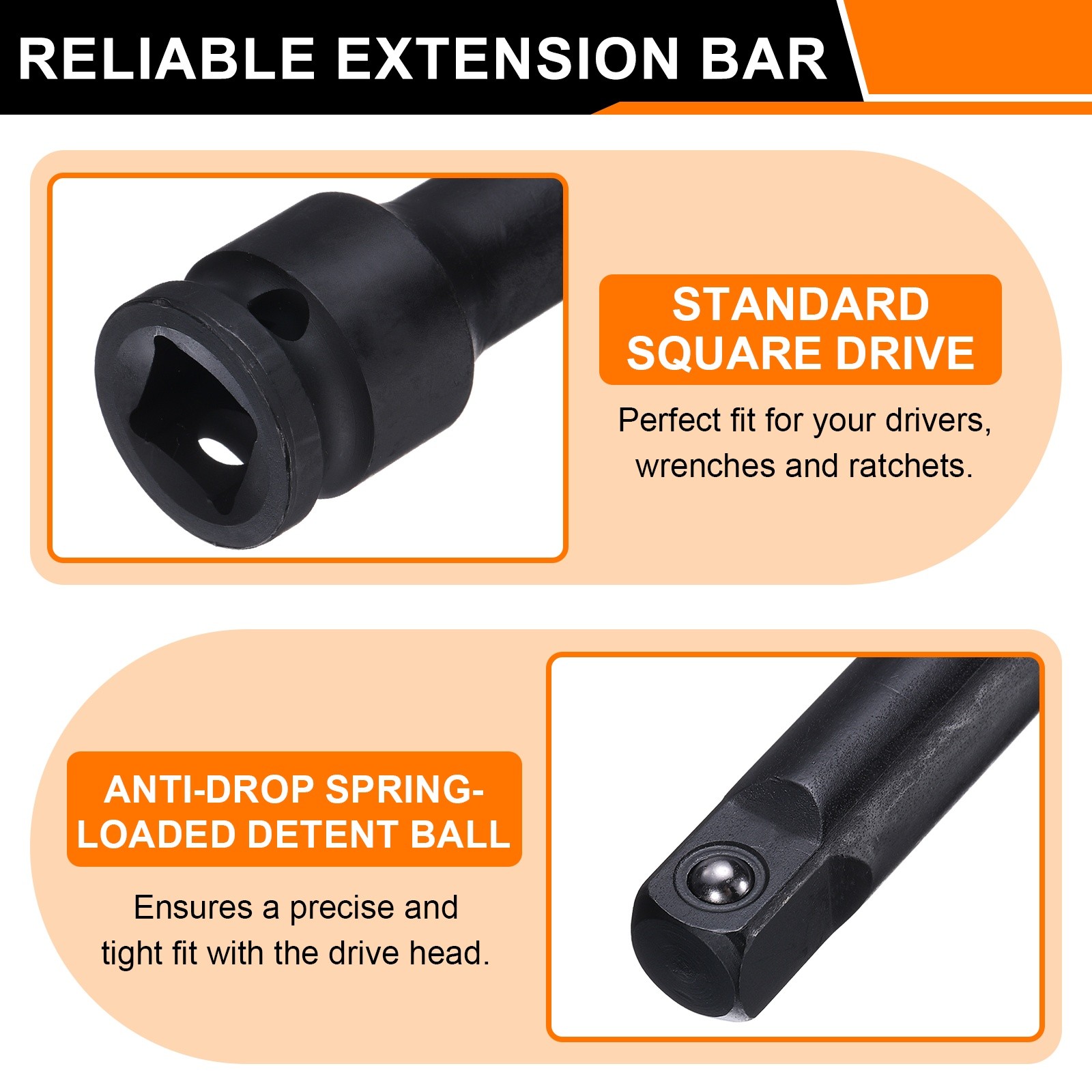 2pcs Impact Socket Extension Bar 3/8" Drive 10" Long Adapter Black