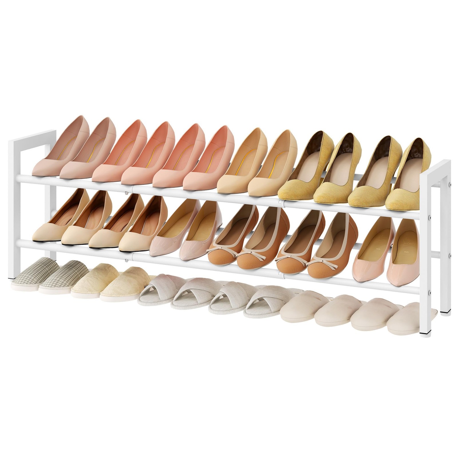 2-Tier Expandable Shoe Rack, Adjustable Shoe Shelf Storage Organizer Space Sa...