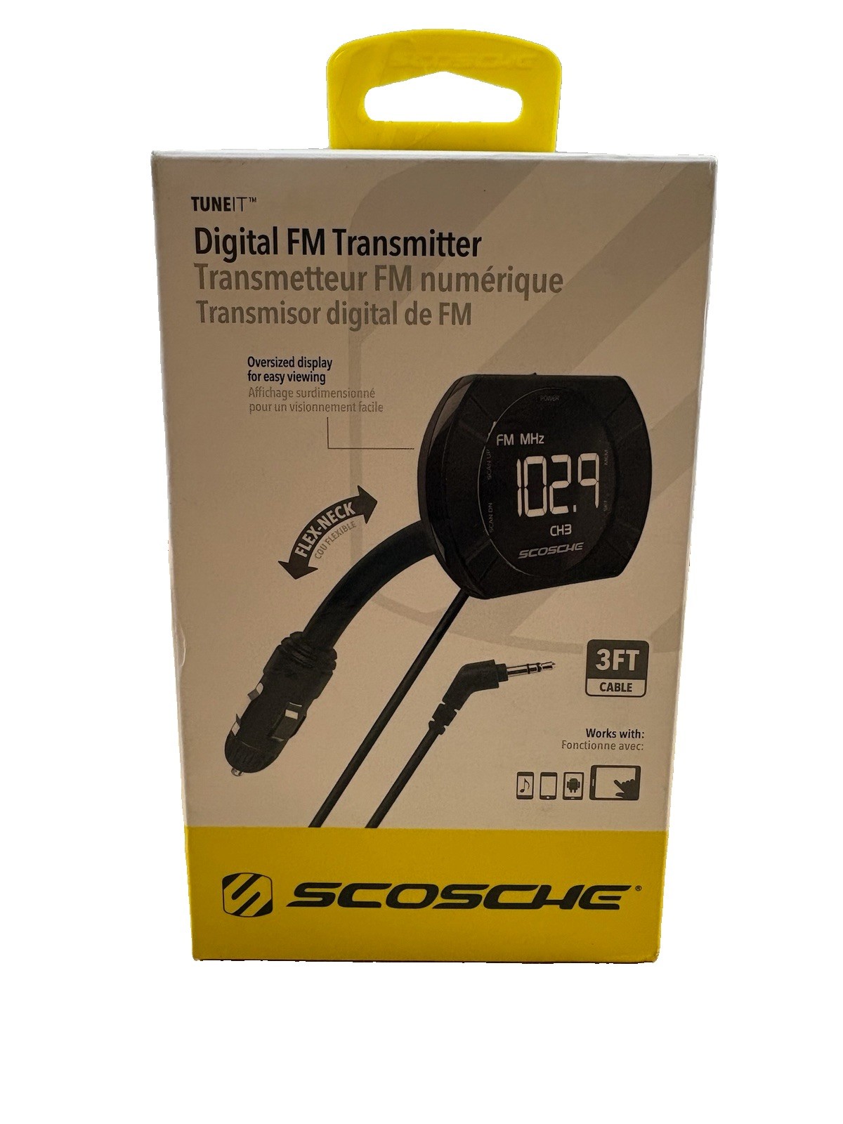 Scosche FMTD13 TuneIt Digital FM Transmitter Car Radio Adapter Flex-Neck NEW