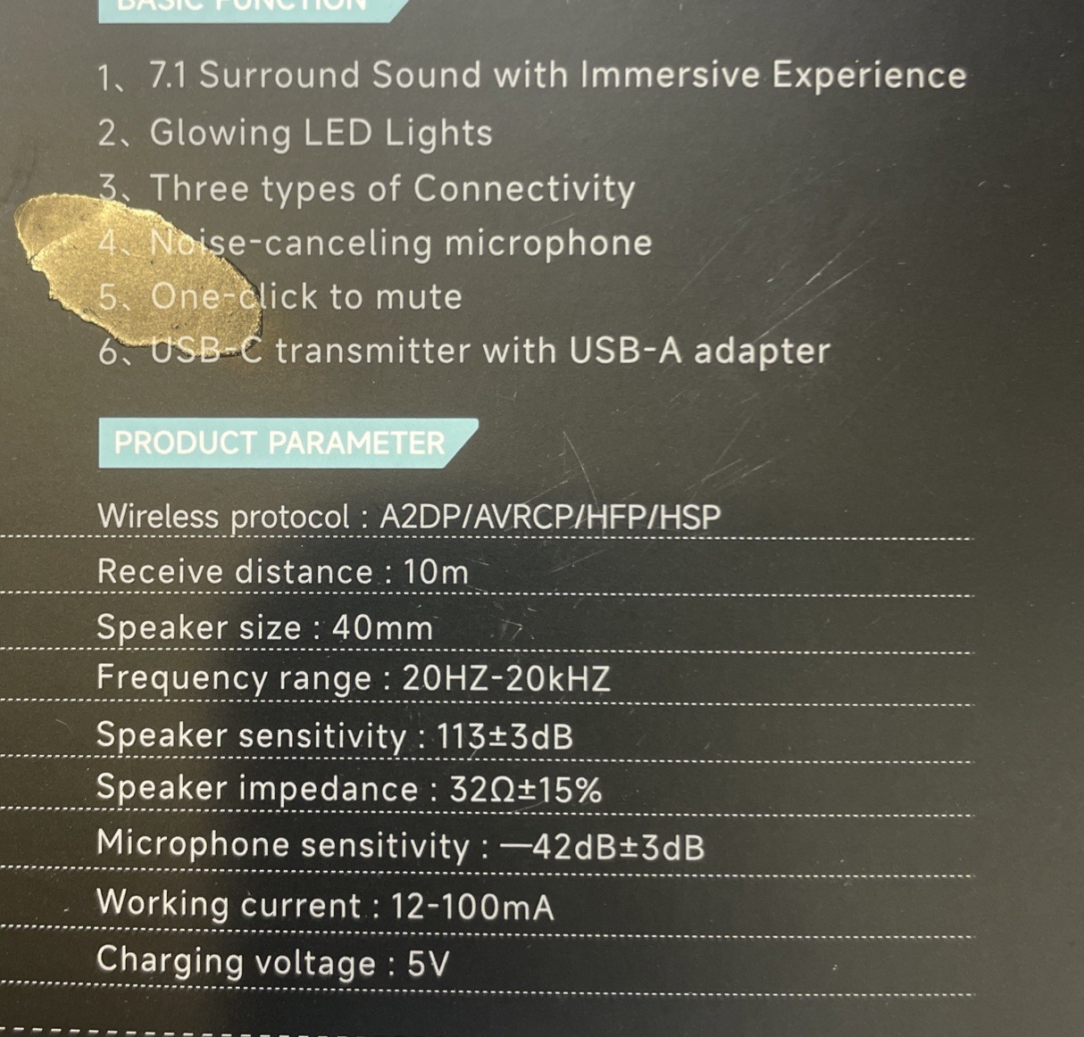 Valorise Wireless Gaming Headset, 7.1 Surround Sound.