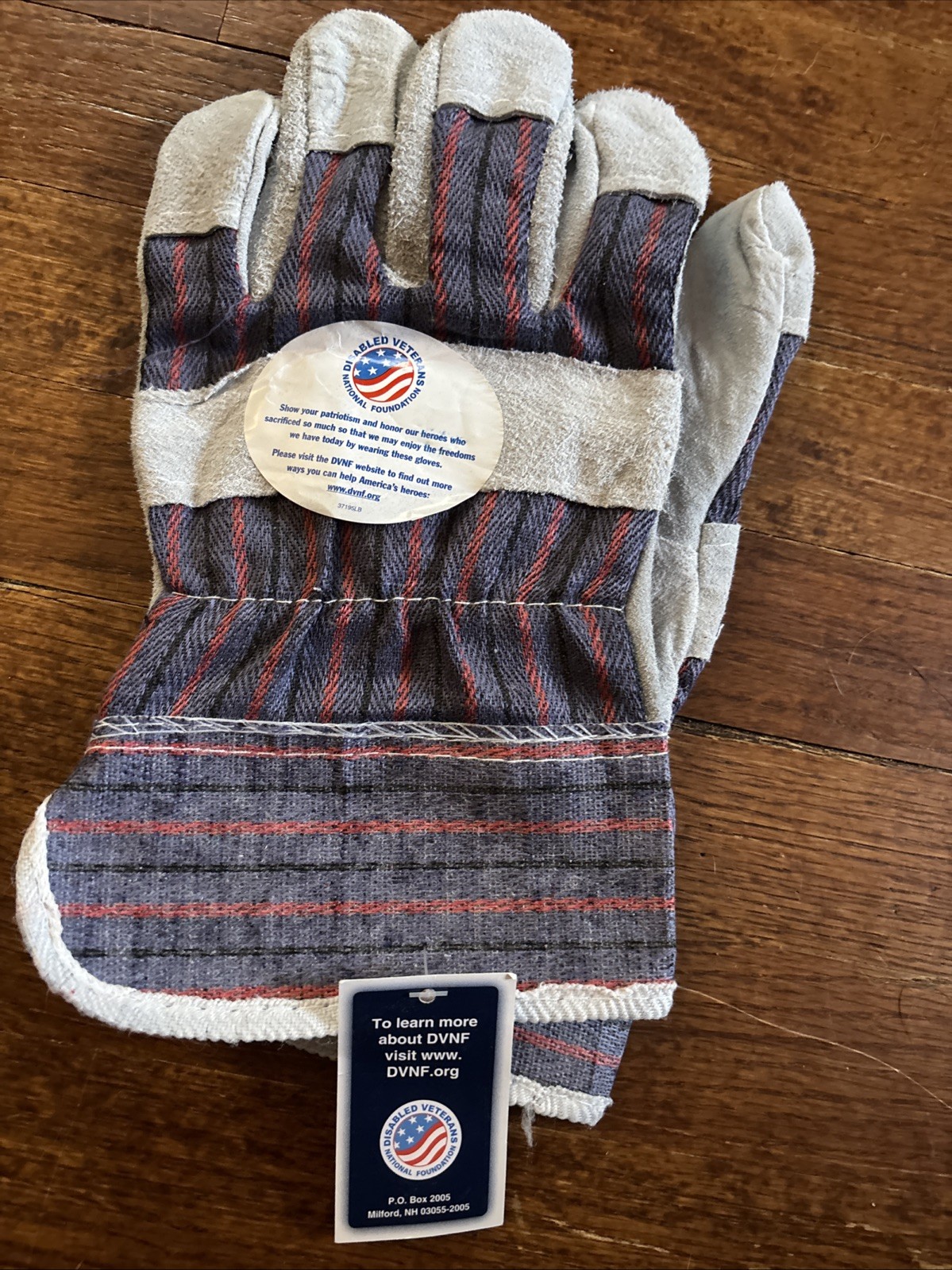DVNF Leather Denim Work Gloves 100% Proceeds Benefit Disabled Veterans Large