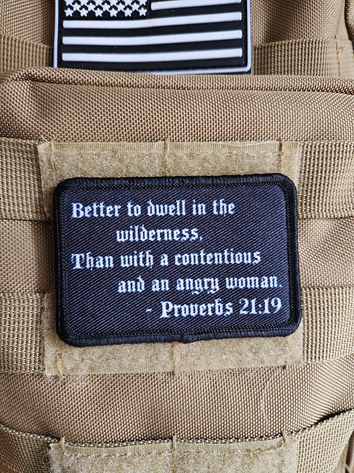 Proverbs 21:19 angry woman bible 2"x3" hook & loop removable morale patch