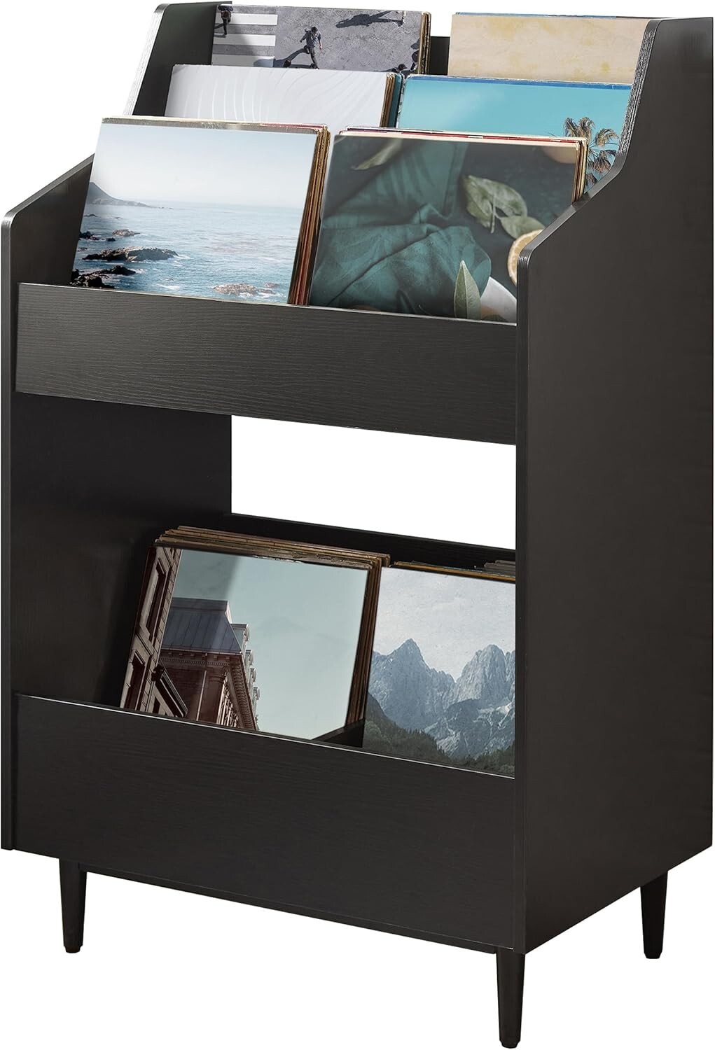 Crosley Furniture Liam Black Nightstand with 3 Shelves, Used in Good Condition