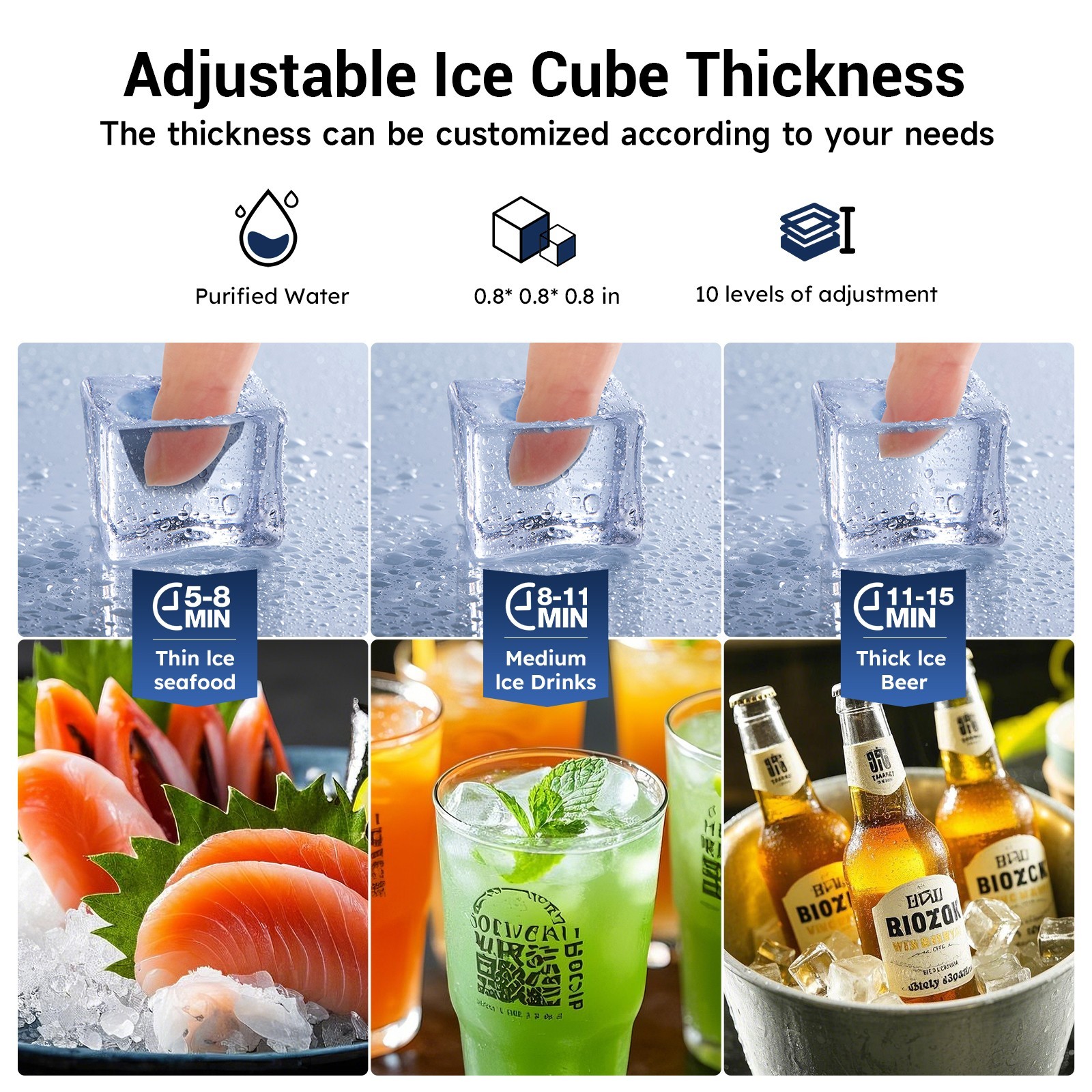 Commercial Ice Maker 150lbs/24H Freestanding Ice Cube Machine with 80 Ice Cubes