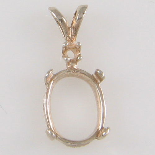 PRE-NOTCHED OVAL 10X8 CABOCHON PENDANT W/2MM ROUND ACCENT STERLING CP163SS