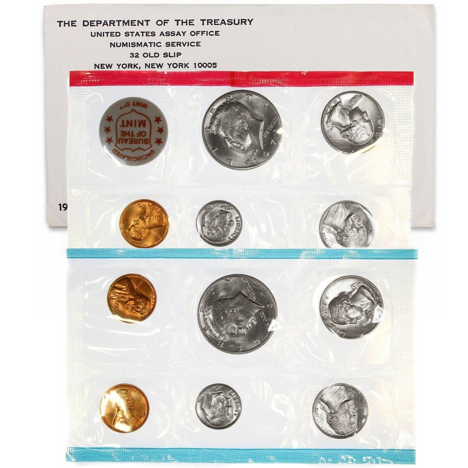 1972 P&D Mint Set with 11 Brilliant Uncirculated US Coins & Envelope (11 Coins)