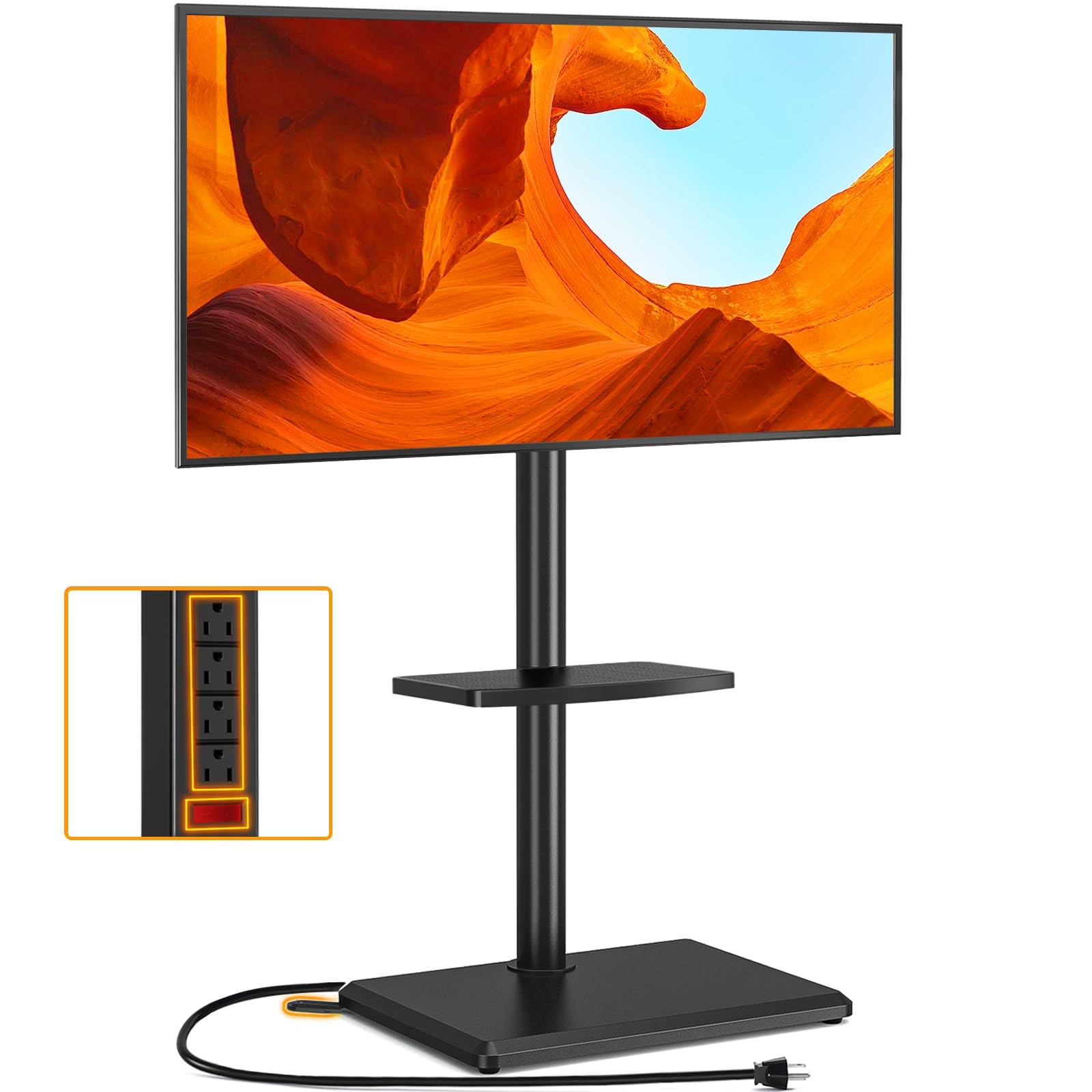Floor TV Stand with Power Outlet, TV Mount Stand for 32-60 inch TVs up to 88 ...