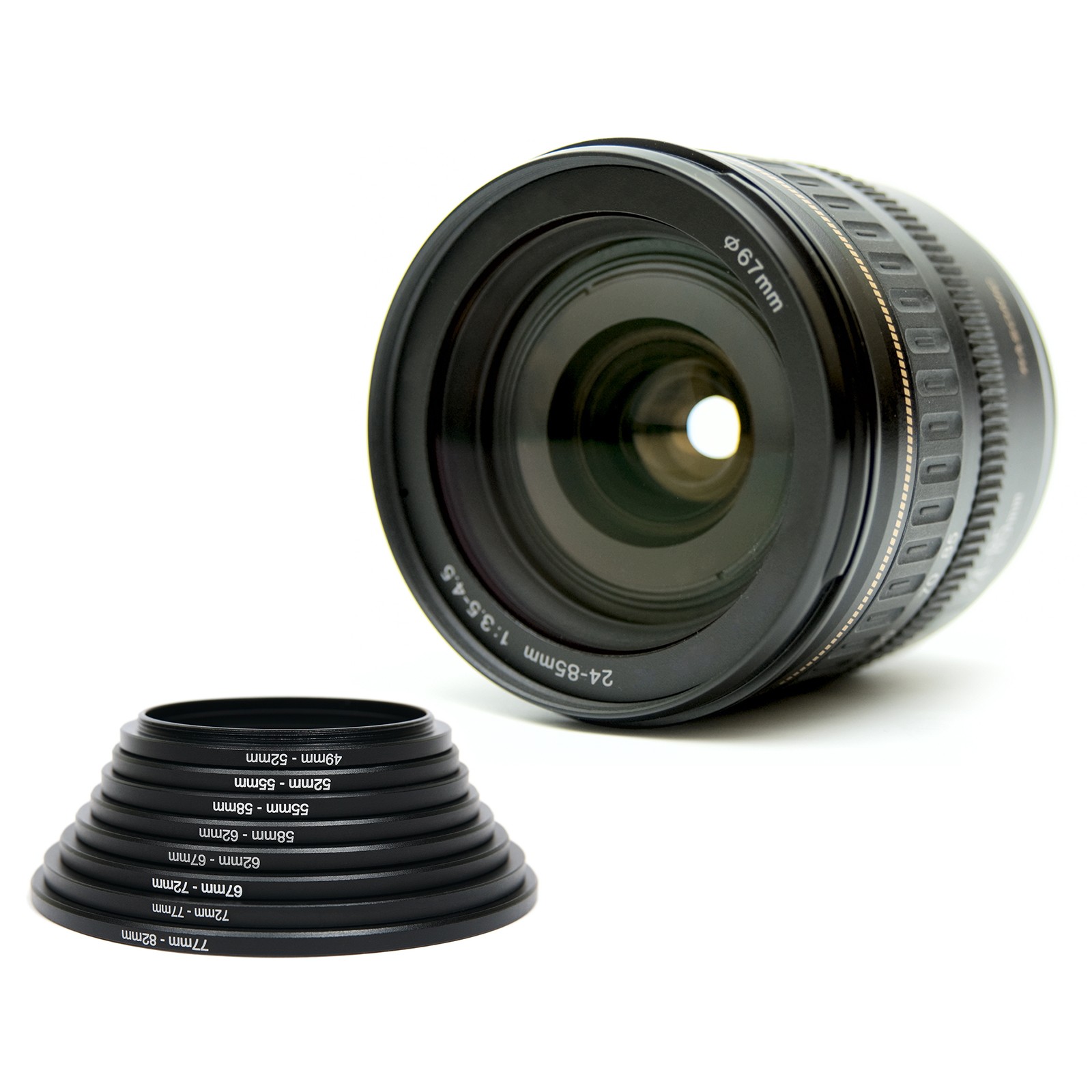 2Pcs Metal Step Up Ring 46mm-49mm Camera Lens Filter Adapter Ring Black