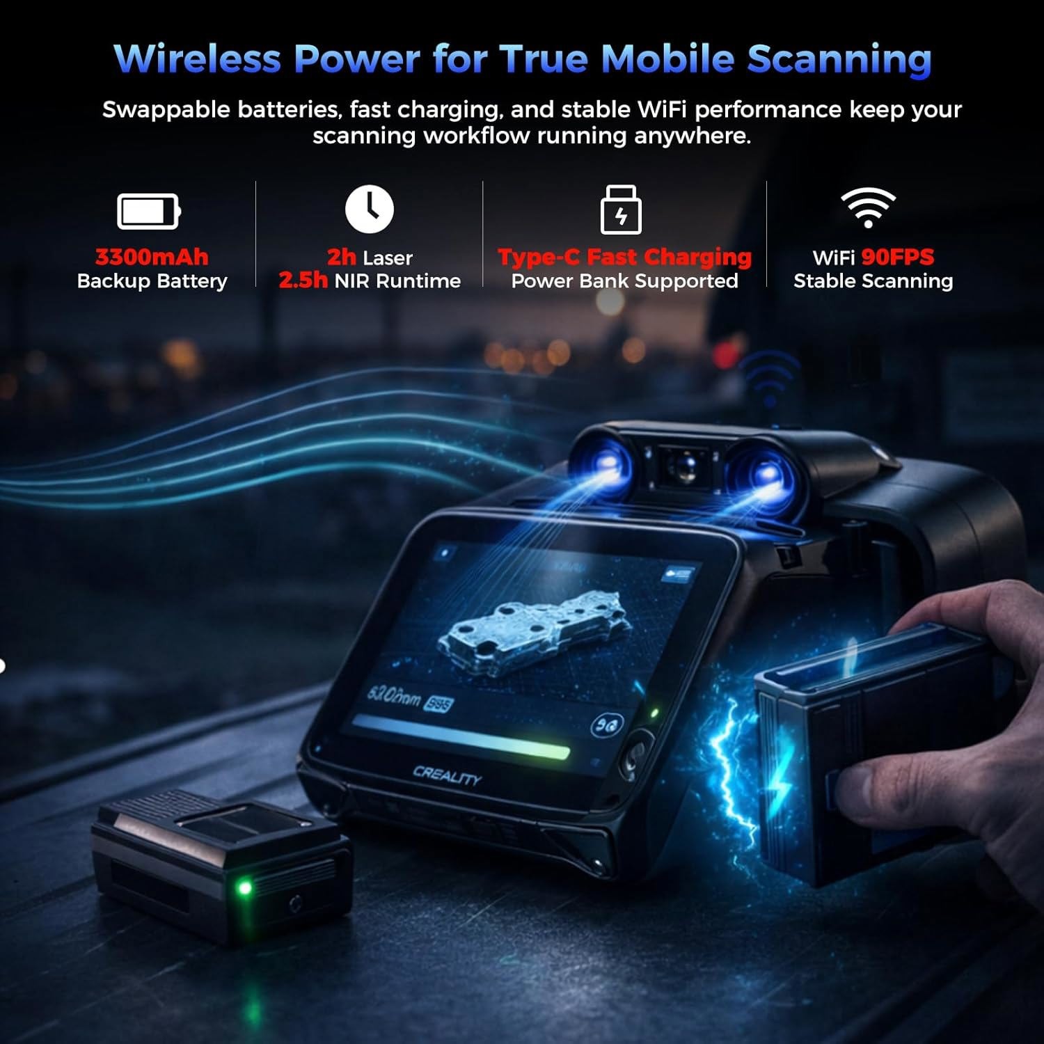 Creality Sermoon P1 Wireless 3D Scanner High-Speed Scanning Blue Laser&NIR Light