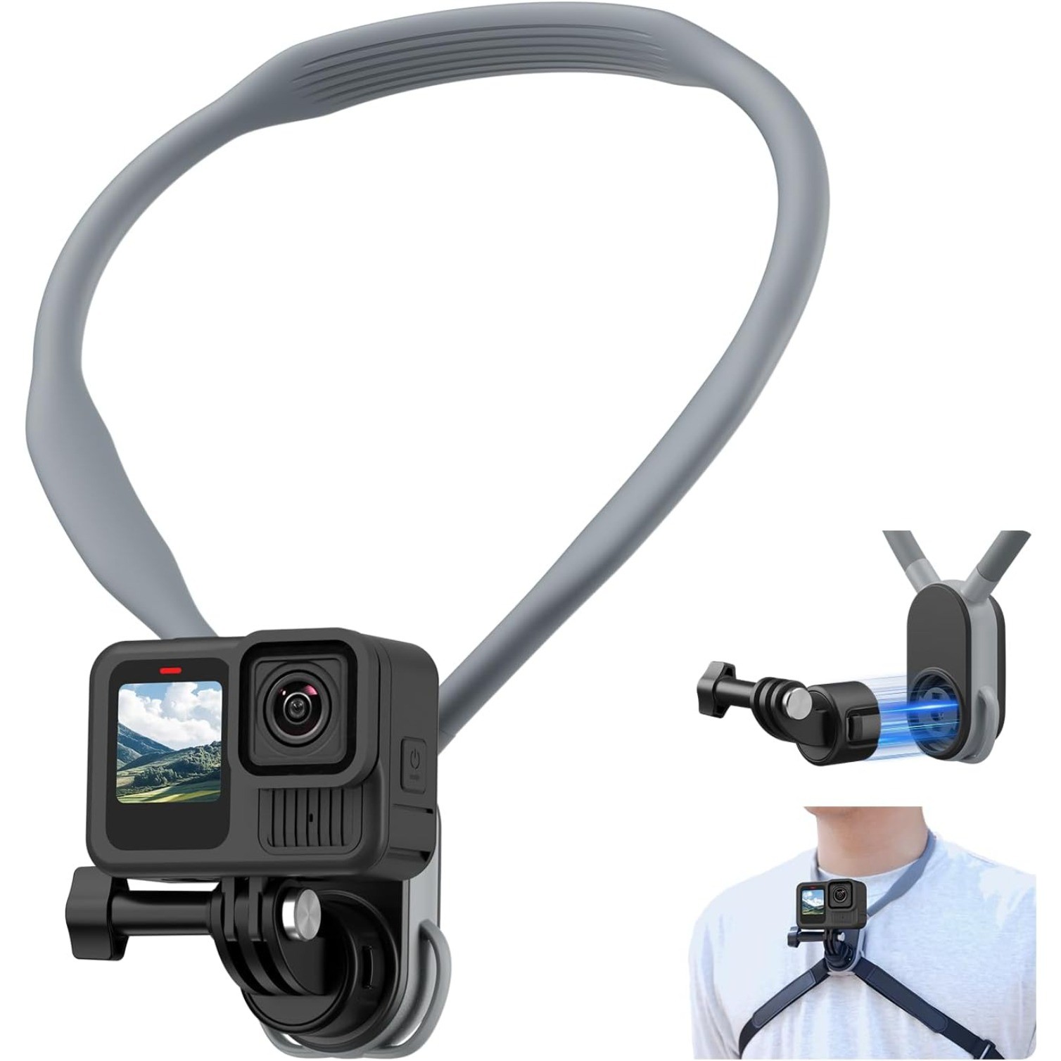 Quick Release Magnetic Necklace Holder with Chest Strap, for GoPro Hero 9-13