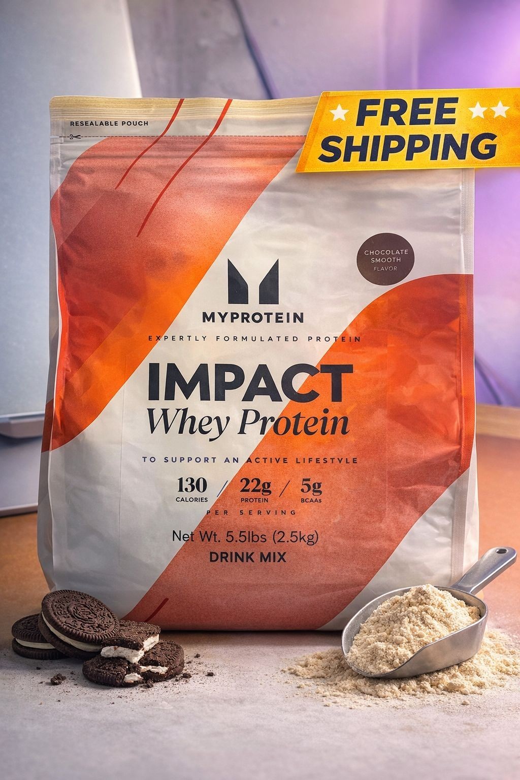 Myprotein Impact Whey Protein 5.5 lb 2.5kg Chocolate Brownie 22g Protein