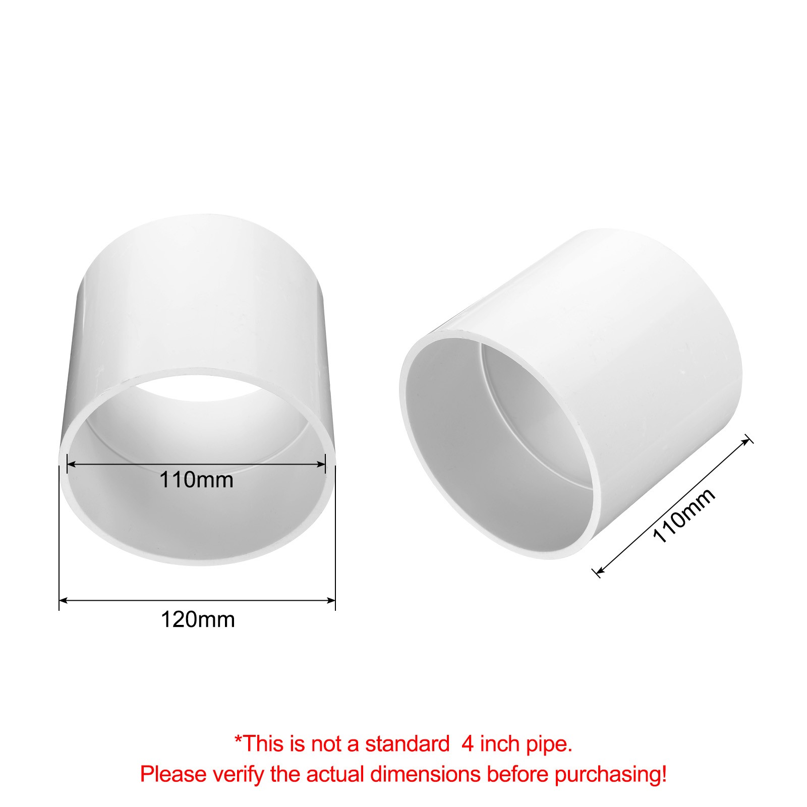 Pcs PVC Pipe Fitting 4 Inch Coupling Adapter (Socket x Socket), White