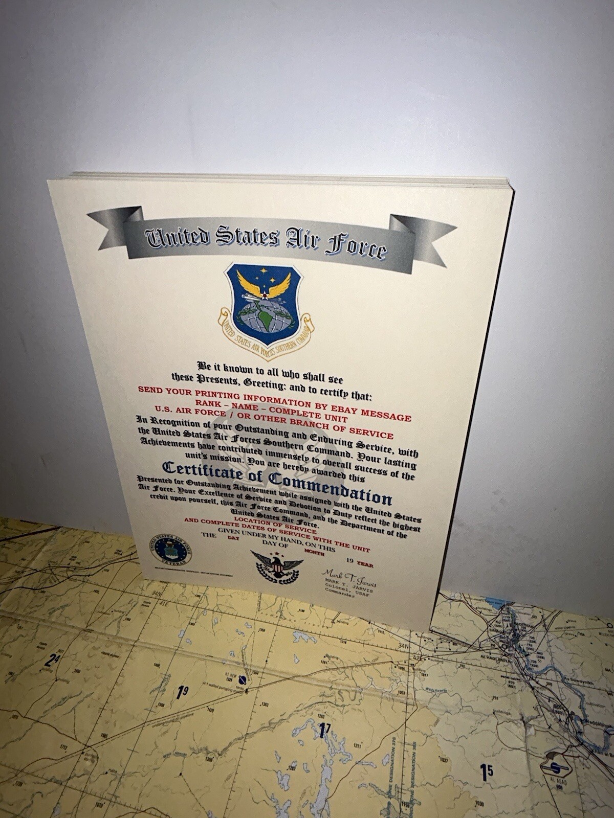 U.S.A.F. / U.S. AIR FORCES SOUTHERN COMMAND - CERTIFICATE OF COMMENDATION