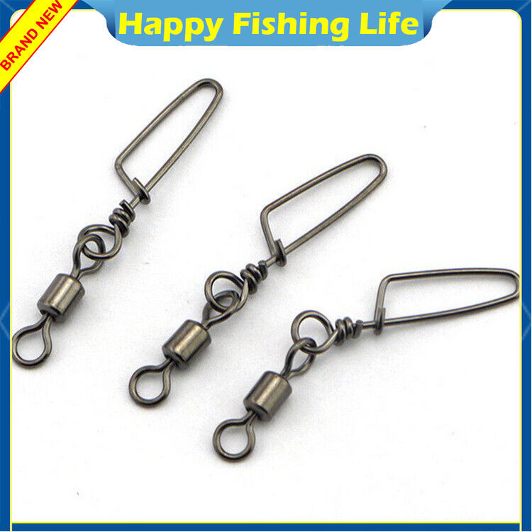 100pcs High-Strength Ball Bearing Fishing Rolling Swivel with Coastlock Snap 4/0