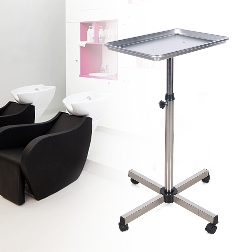 Stand Medical Trolley Mobile Rolling Cart Aluminium Alloy Tray for Salon Tattoo