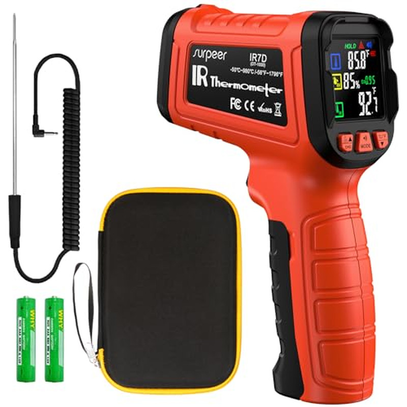 Infrared Thermometer Temperature Gun -58°F to 1796°, 16:1 Non Contact Laser Ther