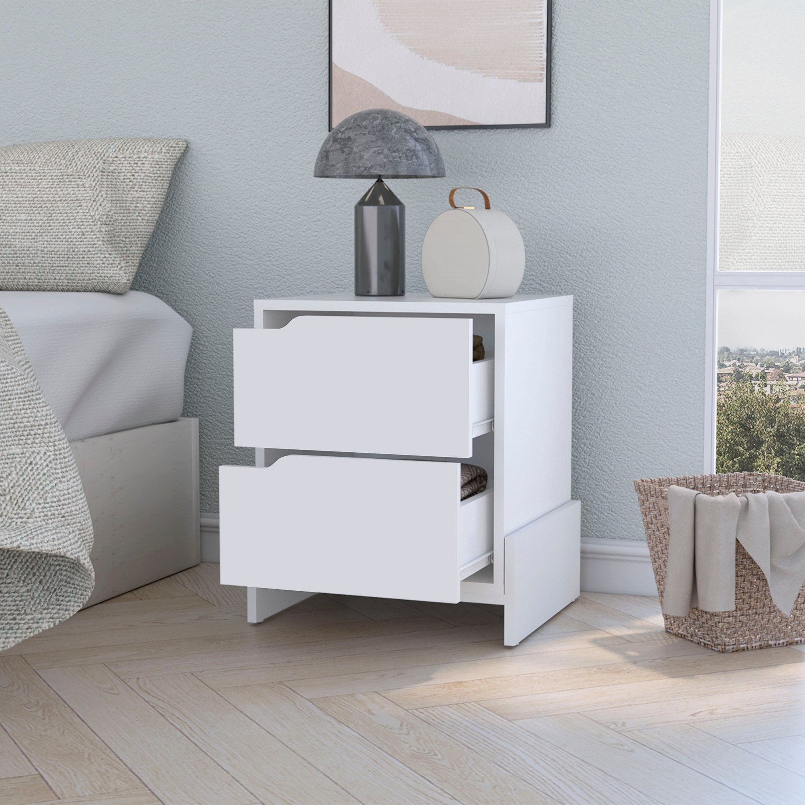 Lovell Nightstand with Sturdy Base and 2-Drawers
