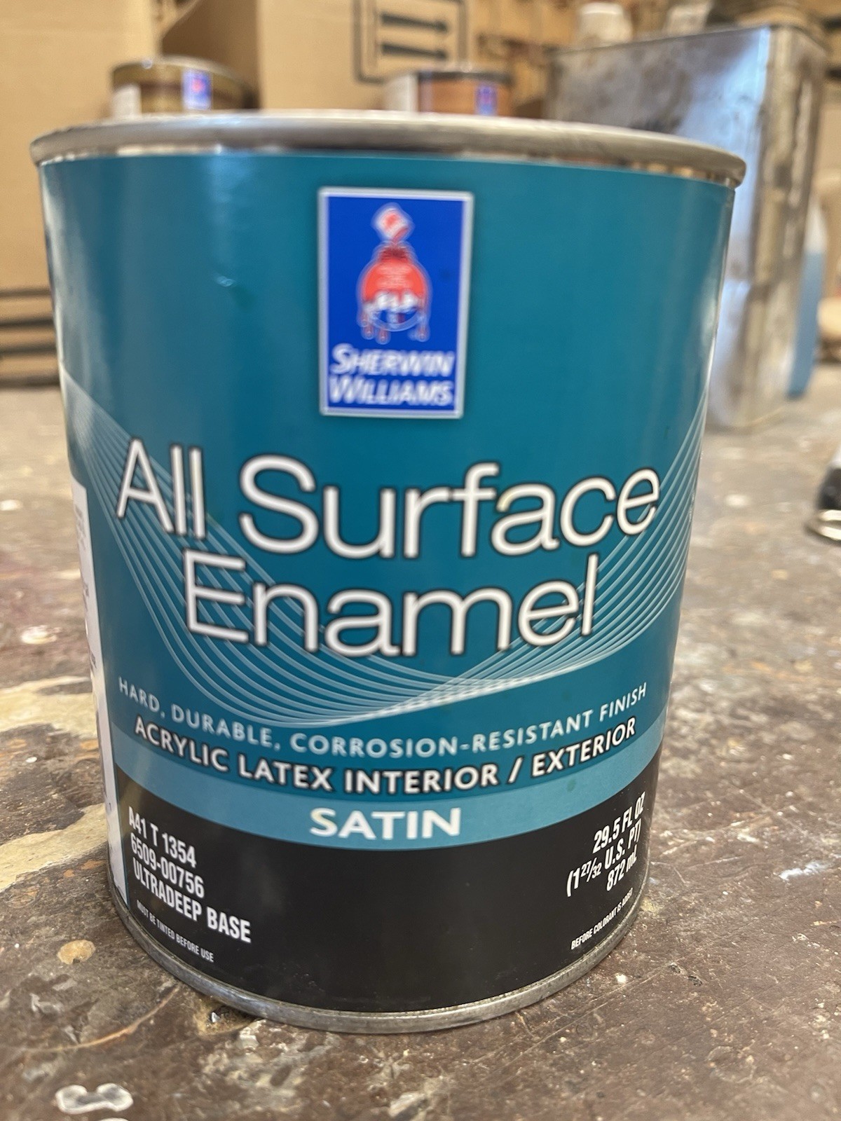 1 Qt Sherwin Williams All Surface Enamel/ Satin/ Machine Gray/ Water-Based