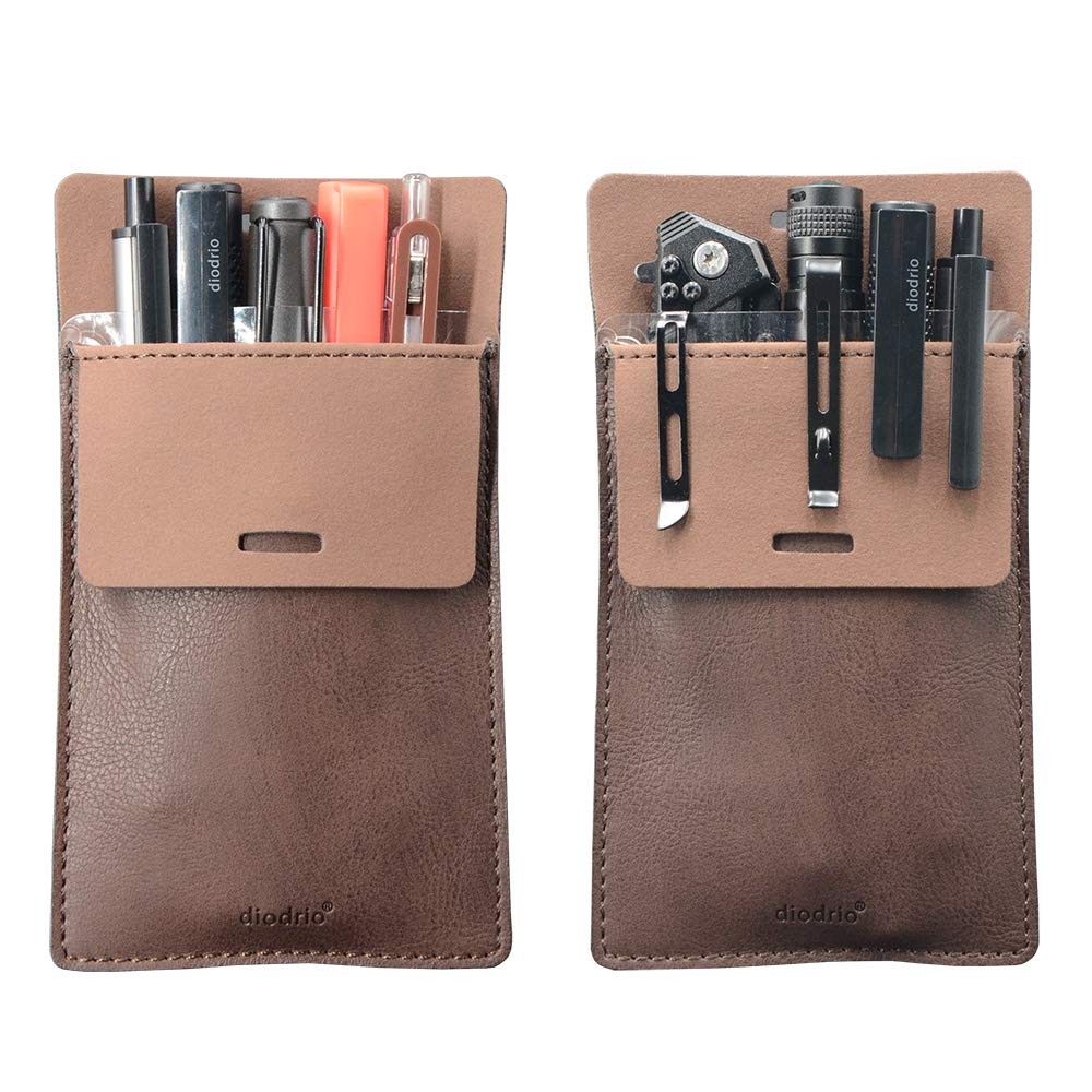 2-PACK LEATHER POCKET PROTECTOR Pen Pouch Holder Shirt Jacket Tool Organizer NEW