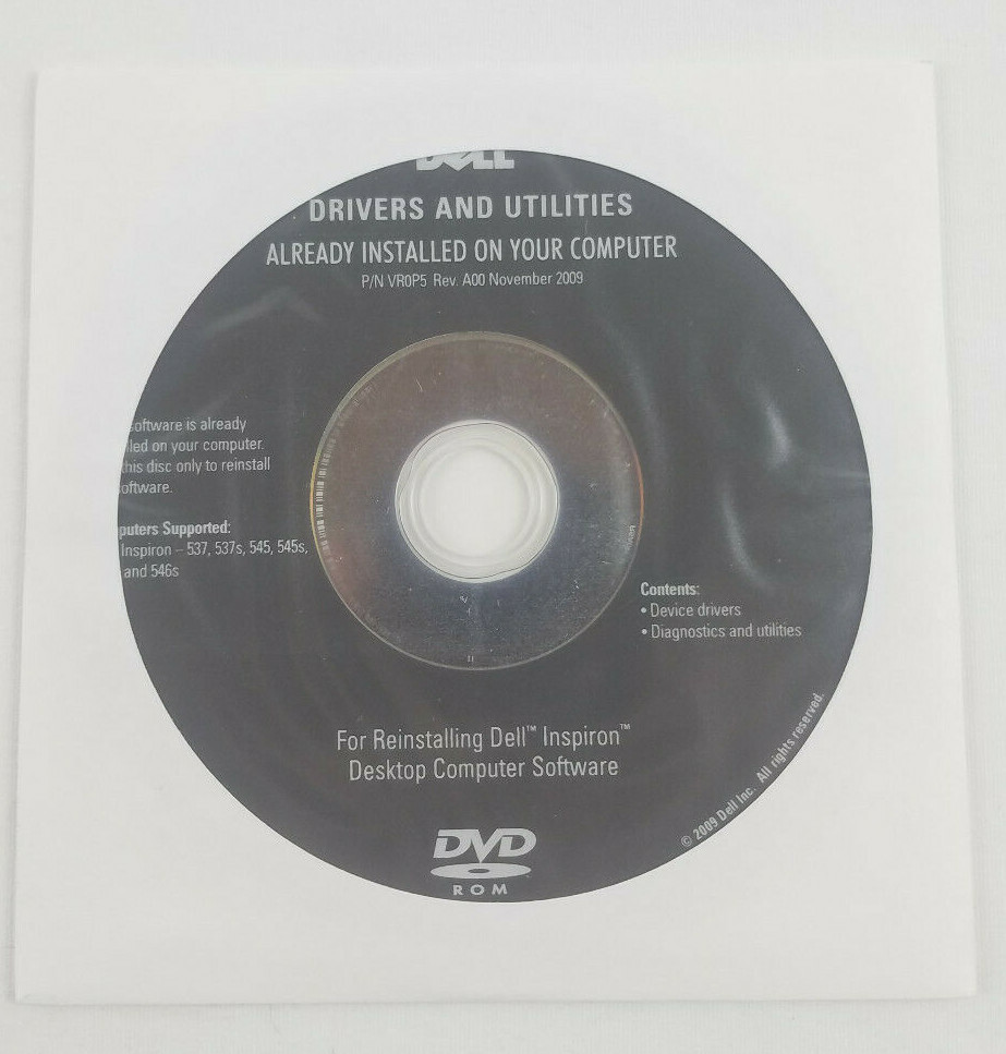 Dell Drivers and Utilities DVD For Inspiron P/N VR0P5 Rev A00 November 2009