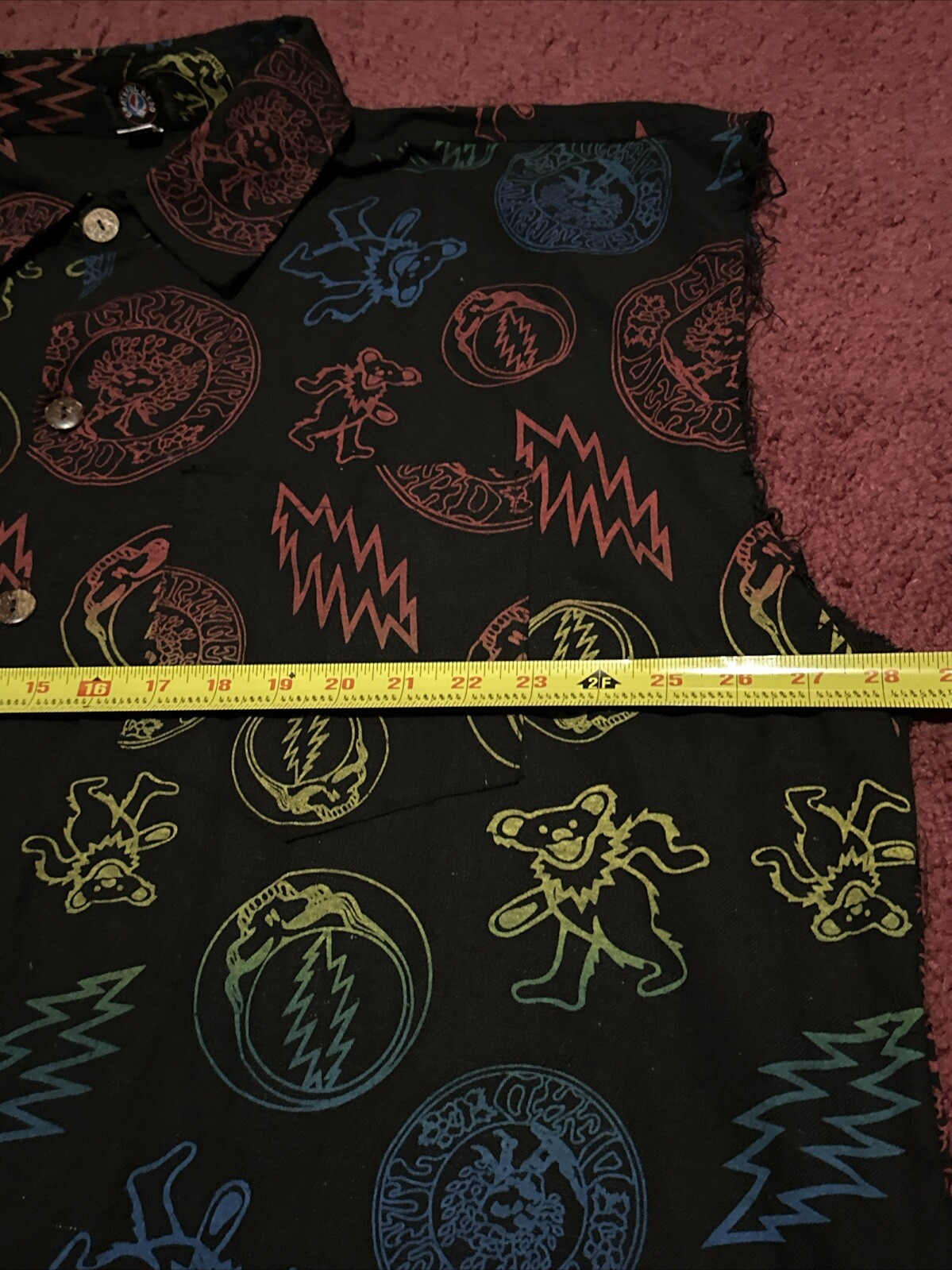 Grateful Dead Button Down Collared Cut Off Shirt Multicolored XXL