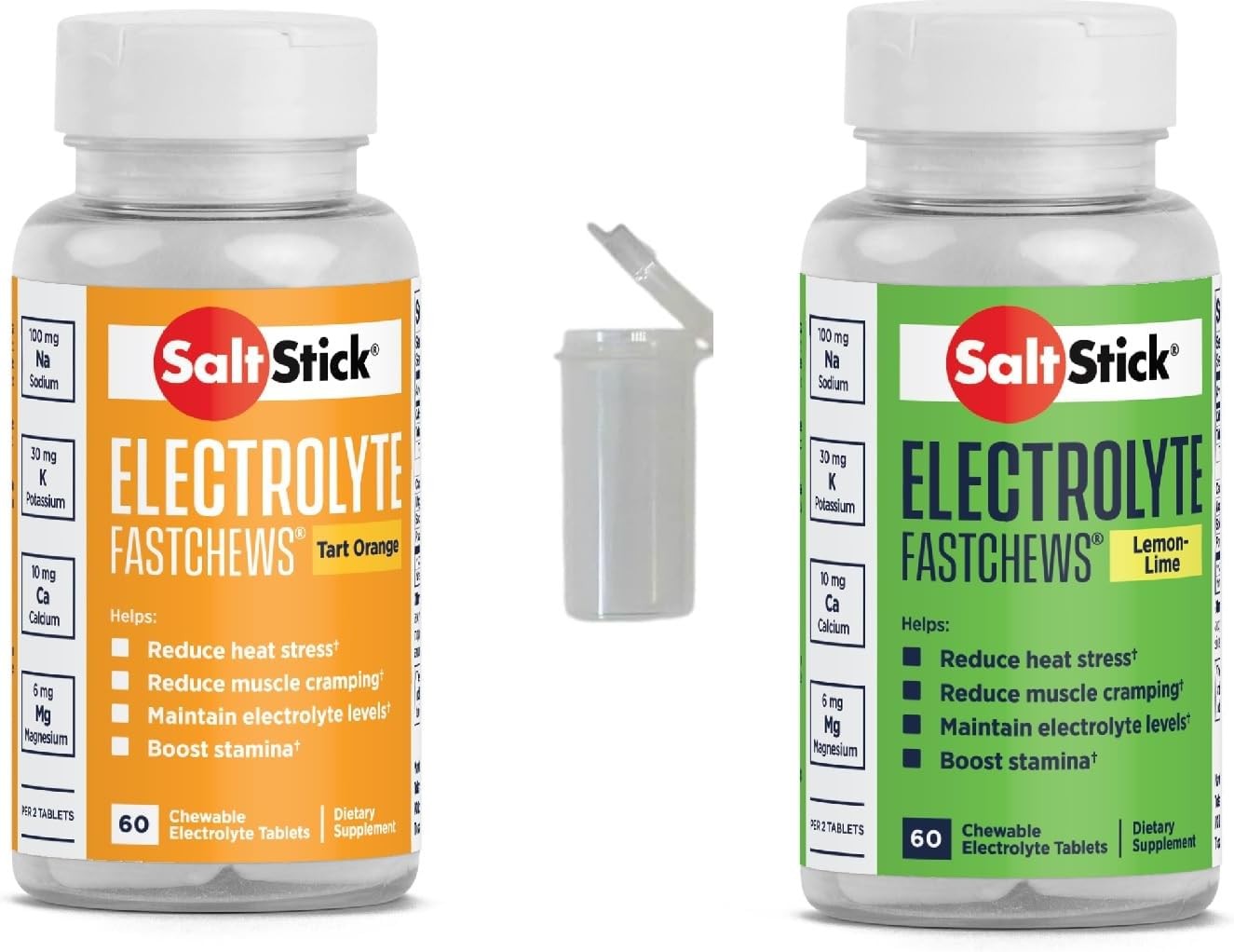 SaltSti FASTCHEWS® Variety - Bottles of Tart Oran & Zesty Lemon-Lime
