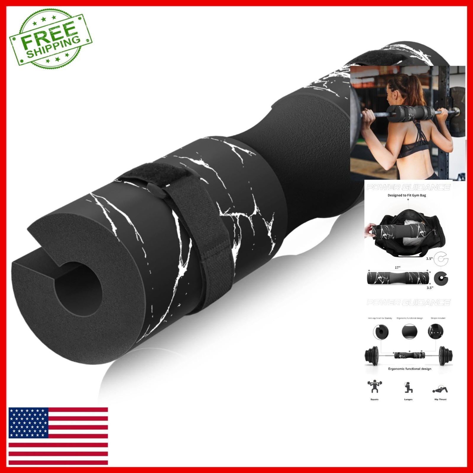 POWER GUIDANCE Barbell Squat Pad for Neck & Shoulder Protection