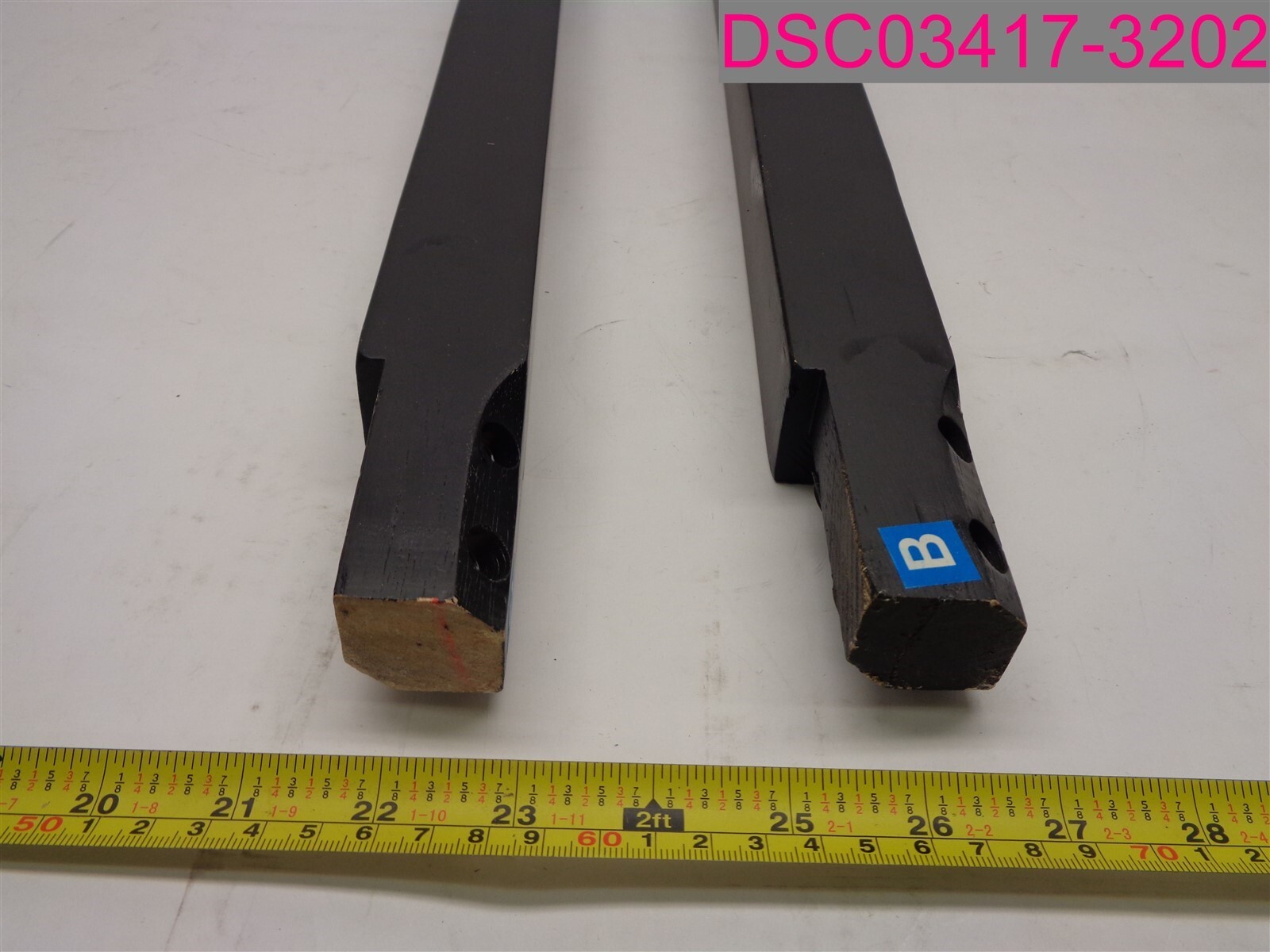 2 Pc. Black Wood Chair Legs w/ Slots for Cross Bars 22-1/2" x 1-9/16" x 1-9/16"