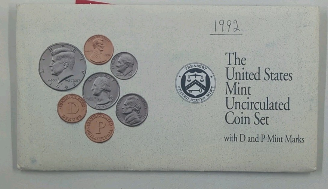 1992 P&D Mint Set Brilliant Uncirculated US with Envelope (10 Coin Set)