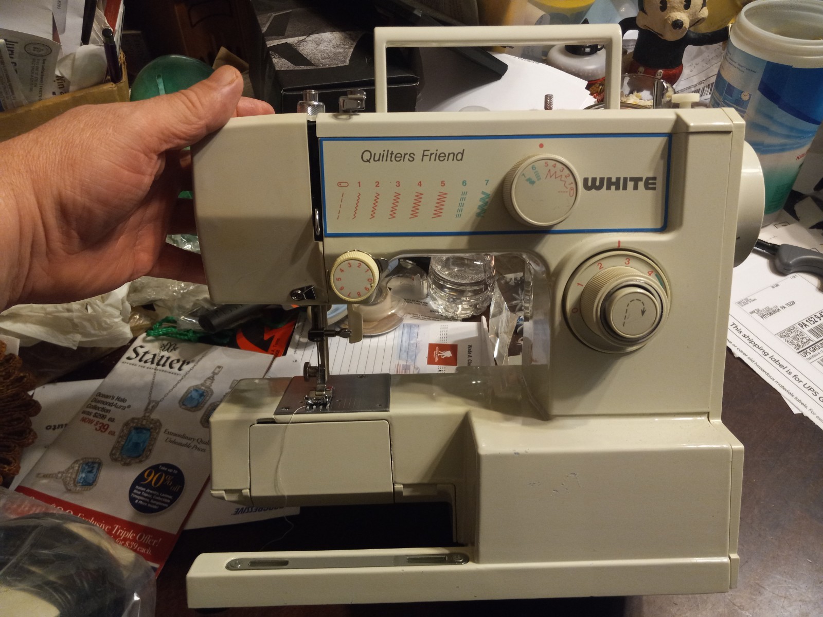 White Sewing Machine Model 221N Tested And Works, Complete With Instructions