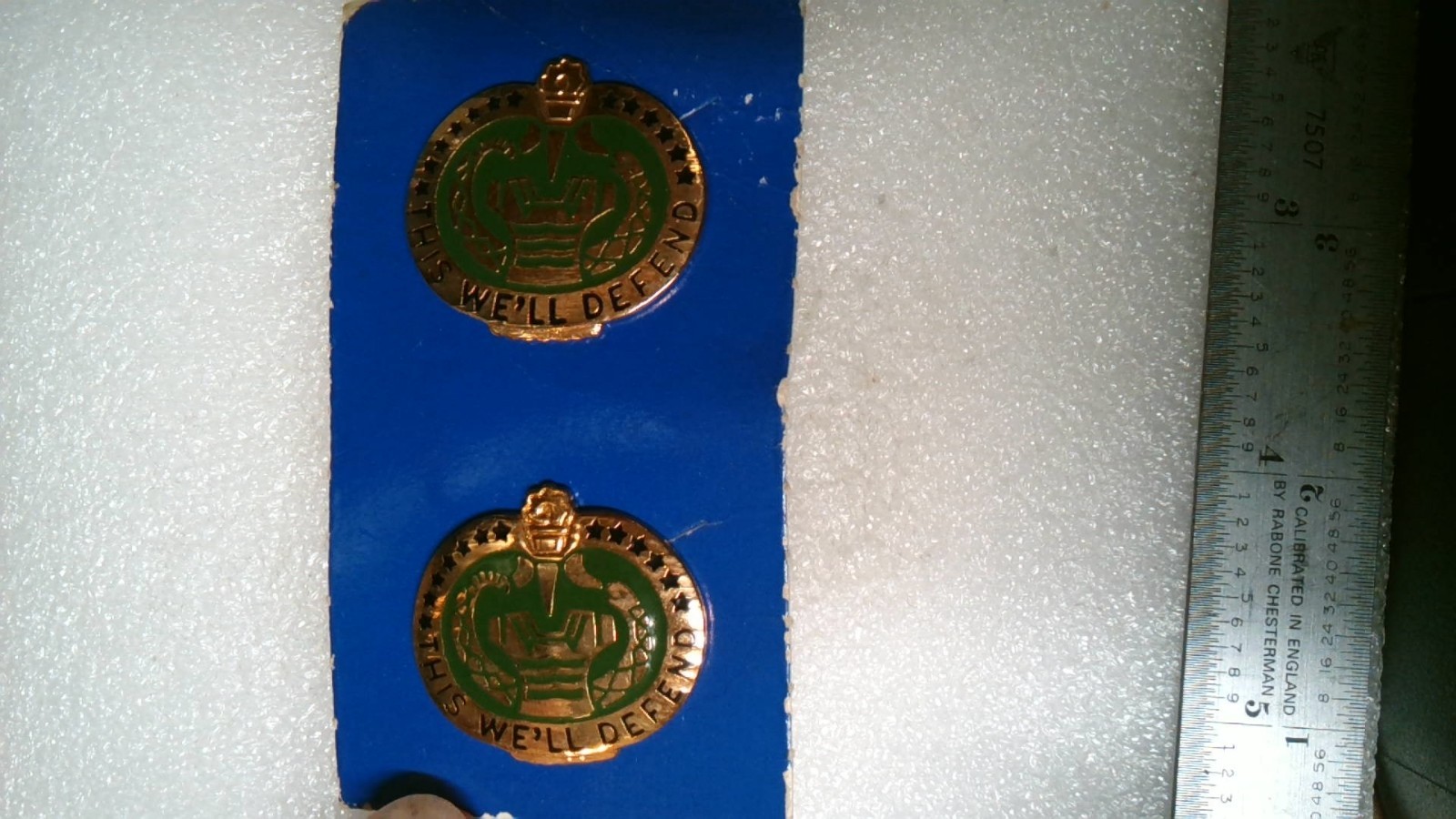 MILITARY INSIGNIA CREST DUI SET OF 2 US ARMY DRILL SERGEANT THIS WE'LL DEFEND