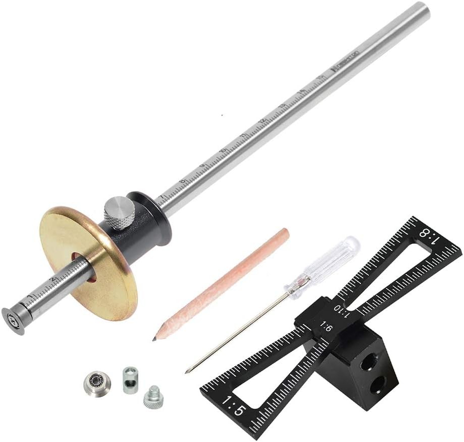 Marking Gauge Jig Set Knob Lock 8 Inch Wheel scribe layout with dual cutters