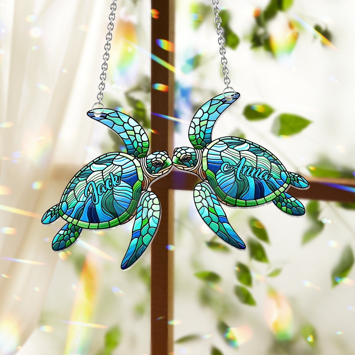 Personalized Turtle Acrylic Suncatcher Faux Stained Glass Suncatcher Decor Gift