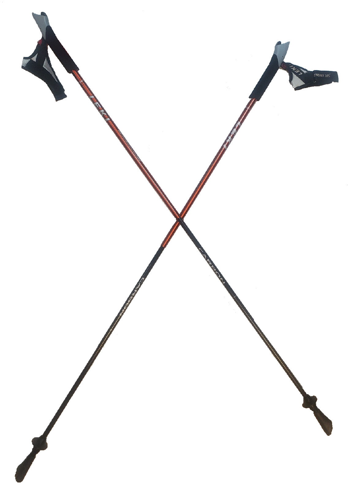 LEKI Nordic Walking Ultra Carbon Alpine Trekking Poles 115cm/46in Orange