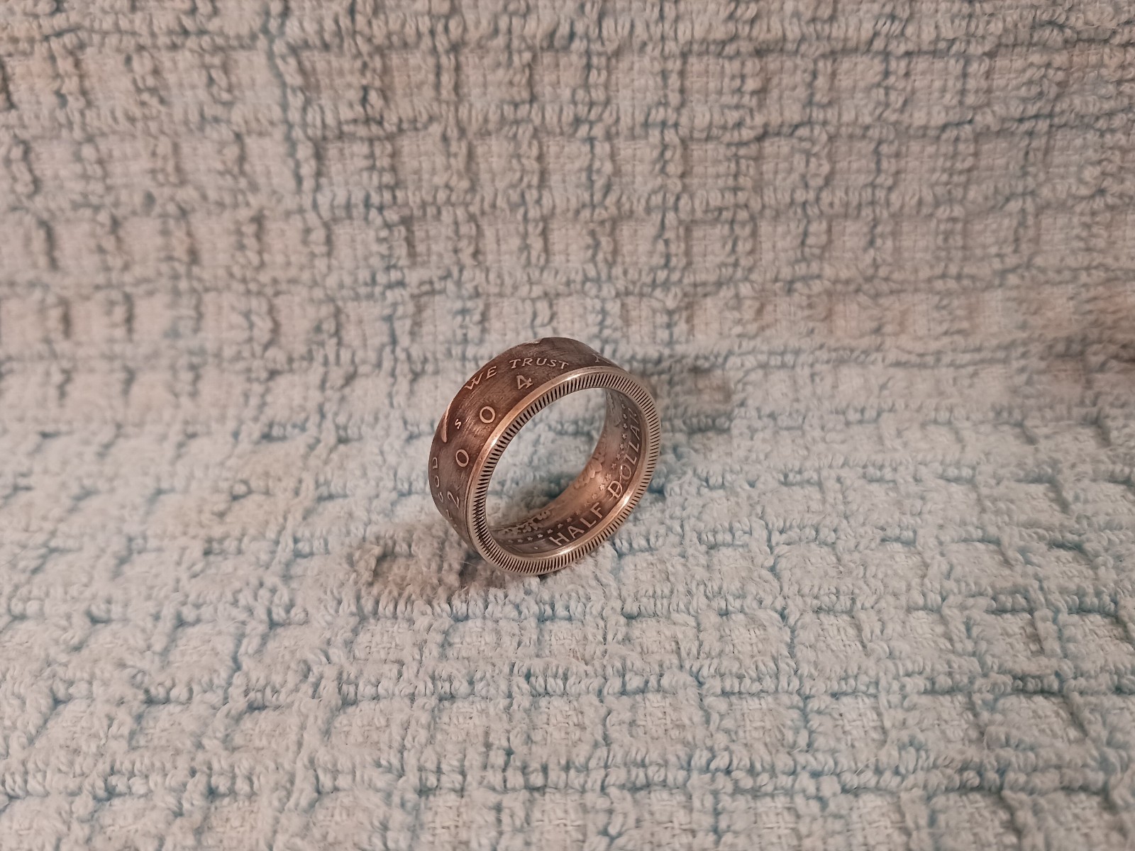 2004  90%  Silver Kennedy Half Dollars   size 10 coin ring  handmade