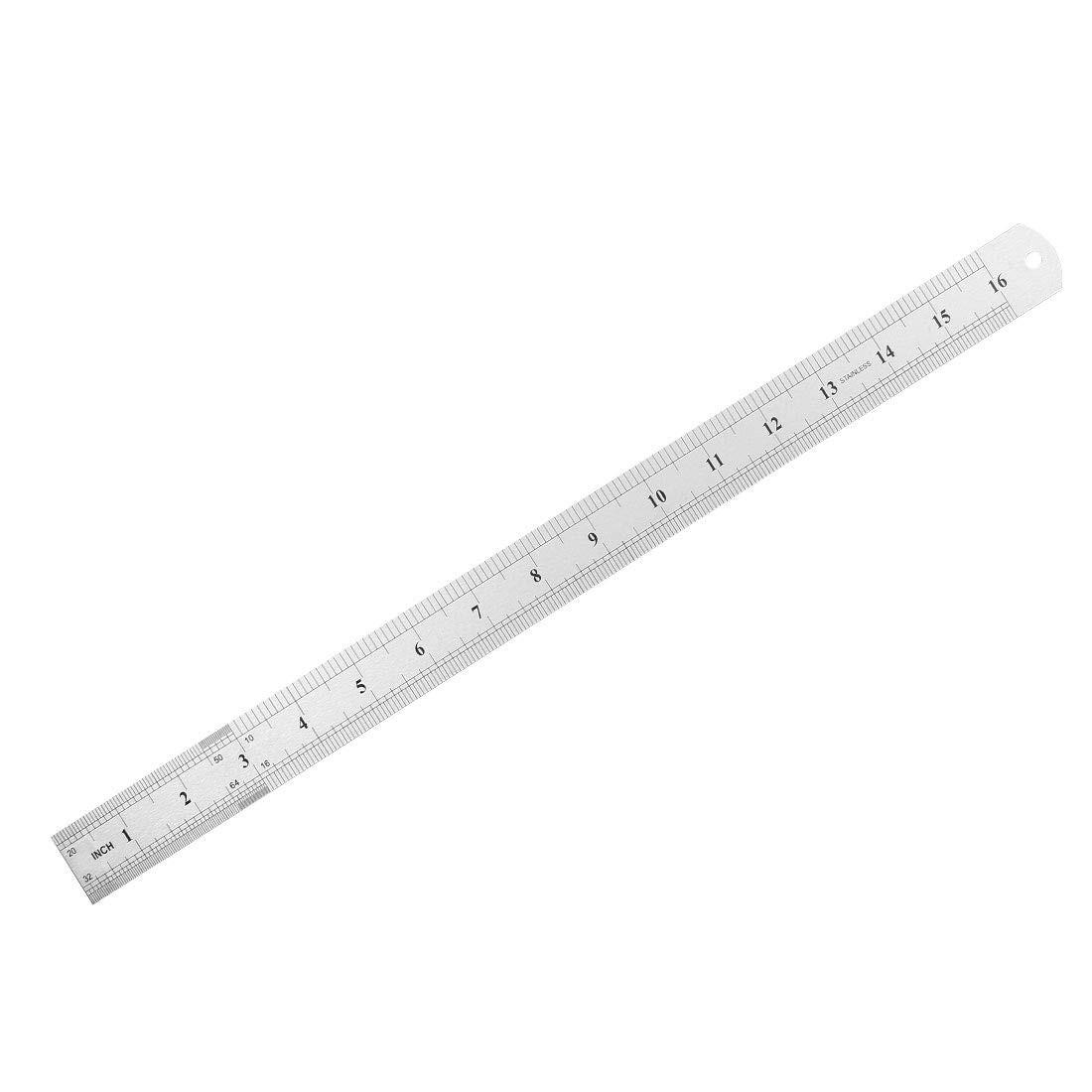 uxcell Straight Ruler 400mm 16 Inch Metric Stainless Steel Measuring Clear
