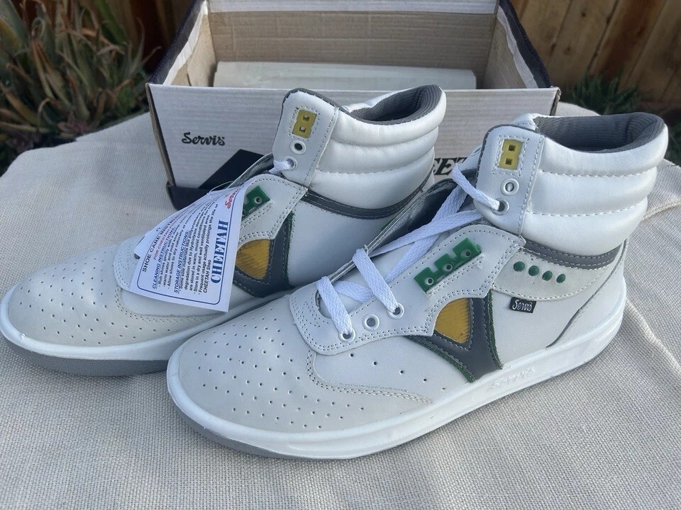 Servis Cheetah High Top Trainers White Yellow Green Shoes Afghani Tali Style OG