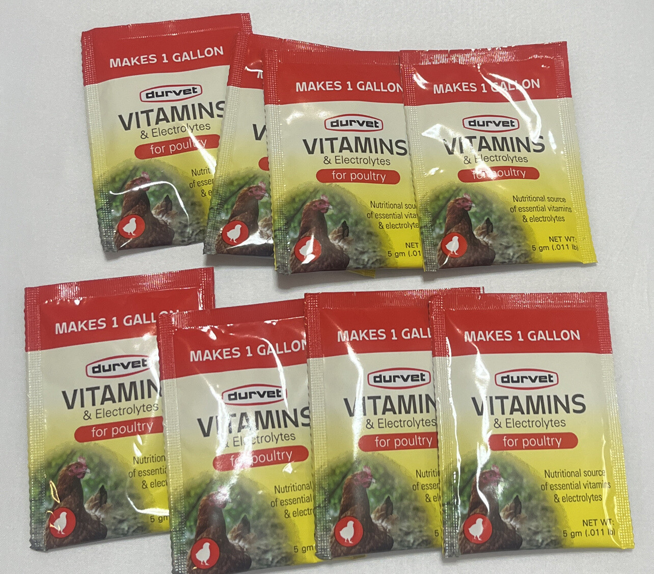 8-packets Durvet Vitamins & Electrolytes for Poultry 5gm Each Makes 1 Gallon 🐥