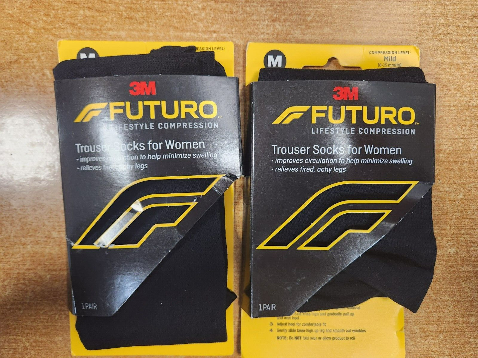 2 Pk: Futuro Trouser Socks for Women, Mild Compression, Medium, Black  AA2781