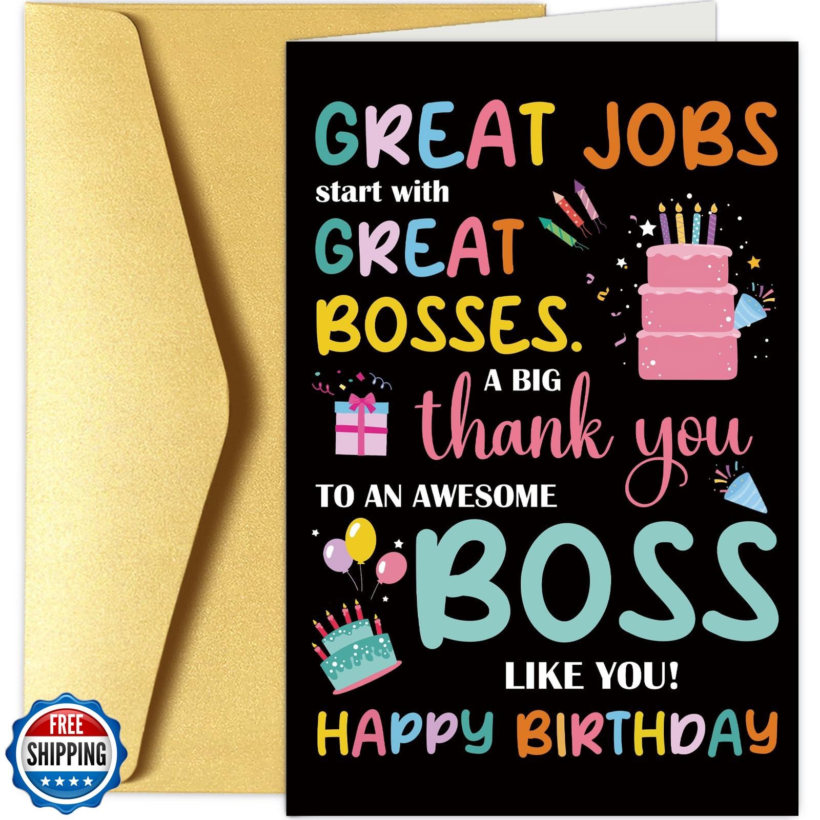 Funny Boss Birthday Card for Men Women, Birthday Card Gift for Boss Lady Fema