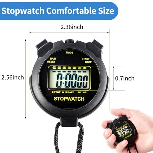 Digital Stopwatch Timer - Large Display with Clock and Date - No Alarm Function