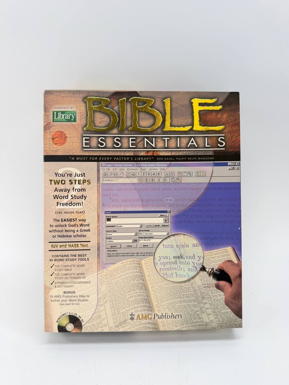 Bible Essentials CD-ROM KJV NASB Bible Study Software AMG Publishers New Sealed