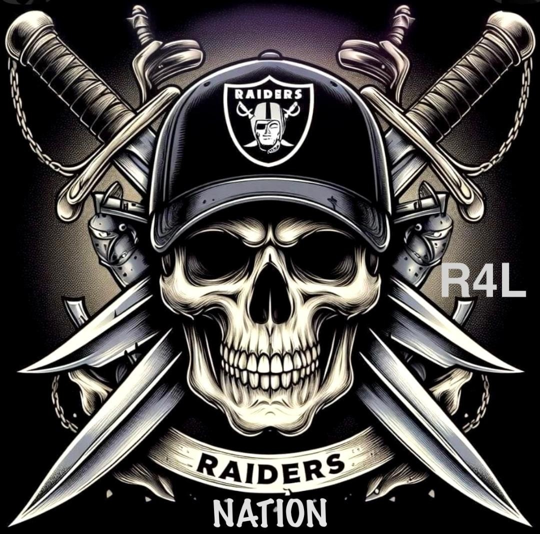 (2) Las Vegas Raiders Skull & Sword Vinyl Stickers 4x4 Oakland Nation R4L Decals