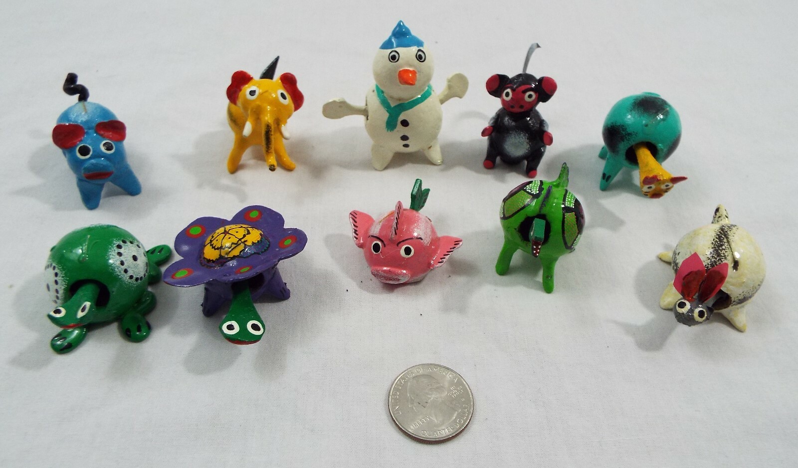 Lot of 10 Assorted Bobble Head Various Animals Bunny Fish Dragon Elephant Cat