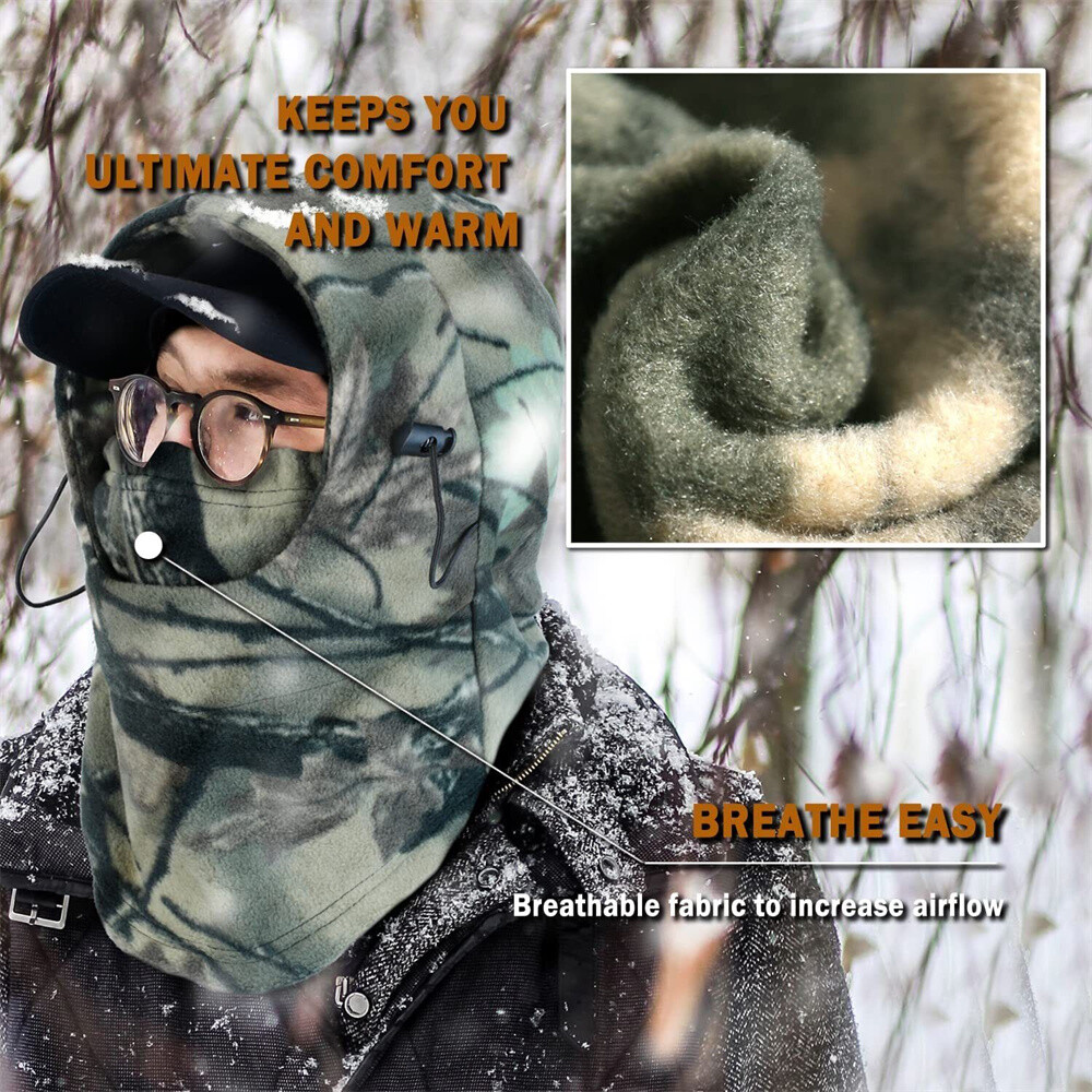 Balaclava Face Mask Fleece Fishing Hunting Ski Windproof Camo Hood Neck Cover US