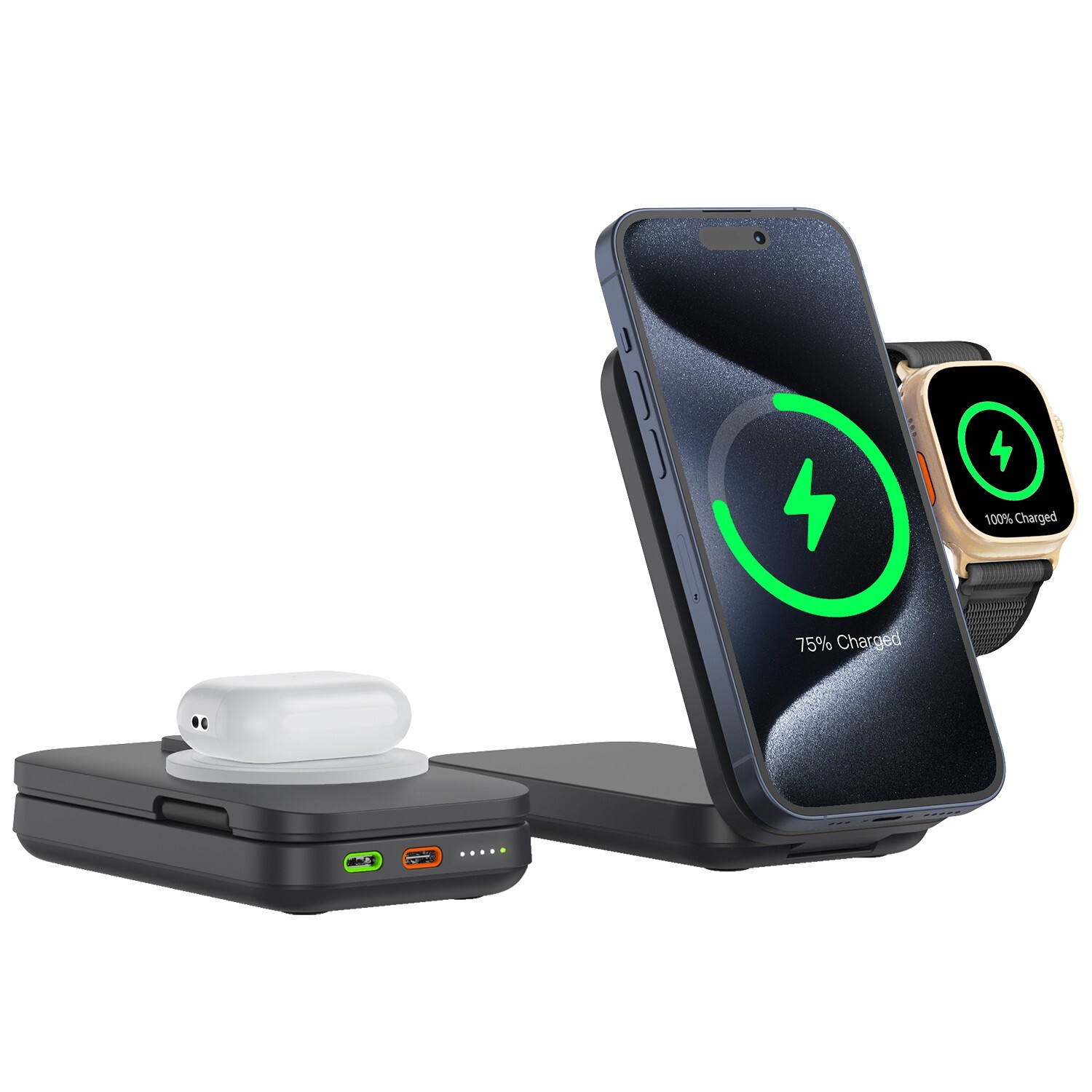 Foldable 10000mAh Magnetic Power Bank | 15W Wireless Charging for iPhone MagSafe