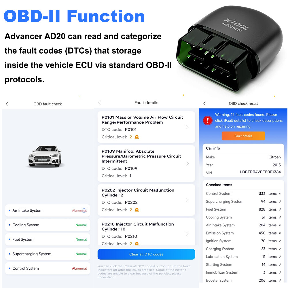 XTOOL AD20 Pro BT OBD2 Scanner Code Reader All System Diagnostic Tool AI-Assist